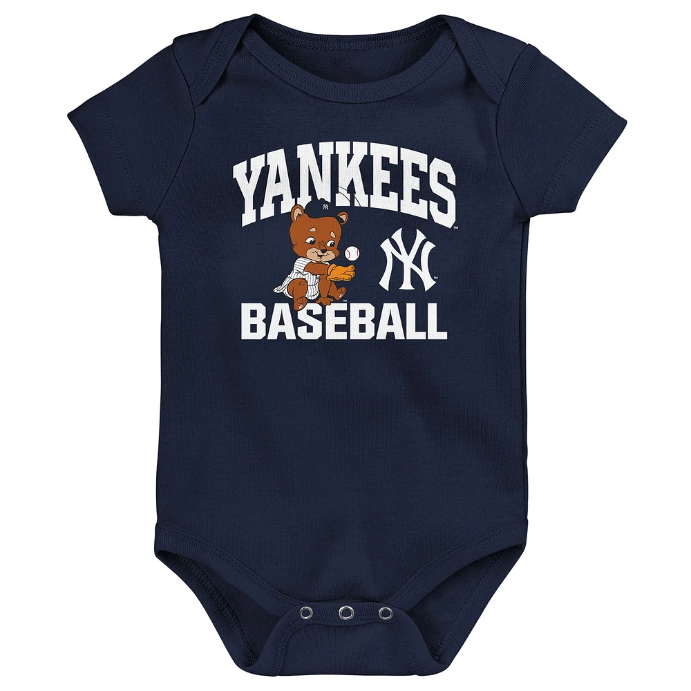 Infant  Navy New York Yankees Batter Up 3-Pack Bodysuit Set