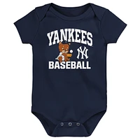 Infant  Navy New York Yankees Batter Up 3-Pack Bodysuit Set