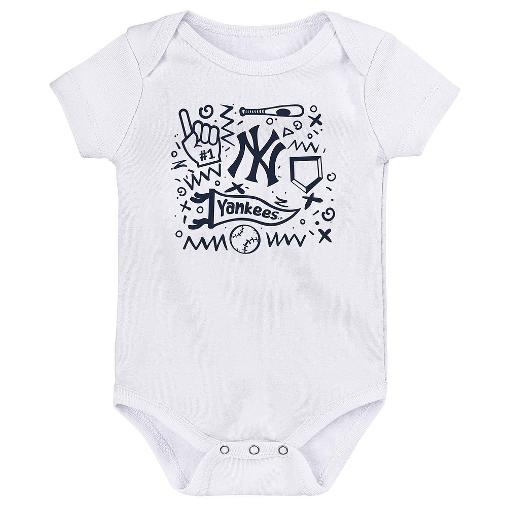 Infant  Navy New York Yankees Batter Up 3-Pack Bodysuit Set
