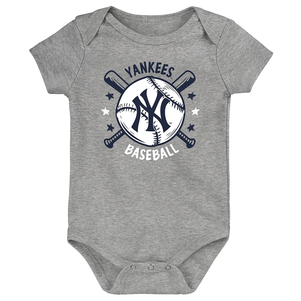 Infant  Navy New York Yankees Batter Up 3-Pack Bodysuit Set