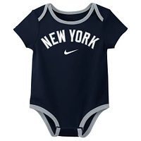 Ensemble de trois bodys Nike New York Yankees Authentic Collection pour bébé