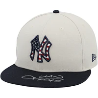 Casquette bronzée autographiée #22 des Yankees de New York, V106832, Juan Soto, utilisée lors du match contre les Reds de Cincinnati le 4 juillet 2024. Casquette Juan Soto AUTGU 45733 COLGMUEQU GUBBCP1048