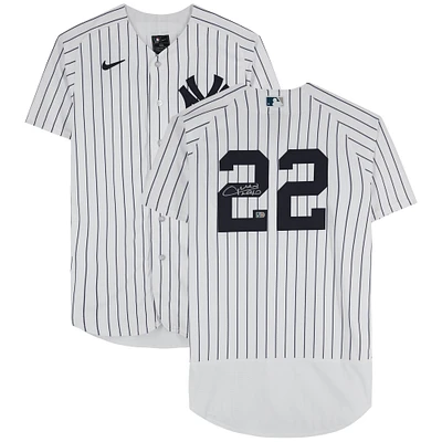Maillot Nike authentique blanc autographié par Juan Soto des Yankees de New York