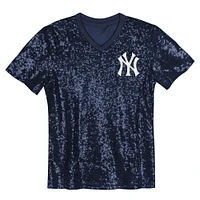 Juniors Aaron Judge Navy New York Yankees Name & Number Sequin V-Neck Top