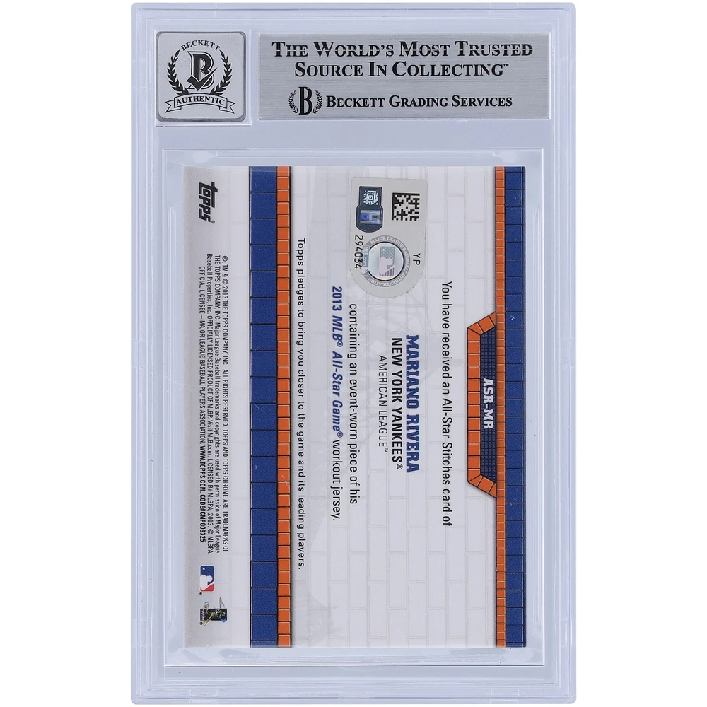 Mariano Rivera New York Yankees Autographed 2013 Topps Update Chrome All Star Relic #ASR-MR Beckett Fanatics Witnessed Authenticated 9/10 Card 