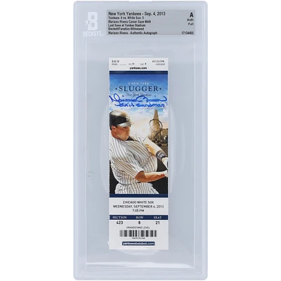 Mariano Rivera New York Yankees Autographed Beckett Fanatics Witnessed Authenticated Ticket from September 4, 2013 with "Exit Sandman" Inscription - 649th Career Save & Last save at Yankee Stadium