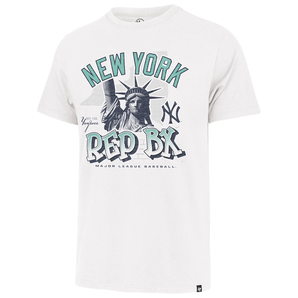 T-shirt blanc pour homme avec statue en détresse des Yankees de New York '47