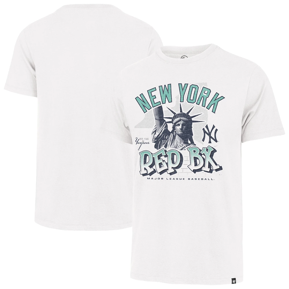 T-shirt blanc pour homme avec statue en détresse des Yankees de New York '47