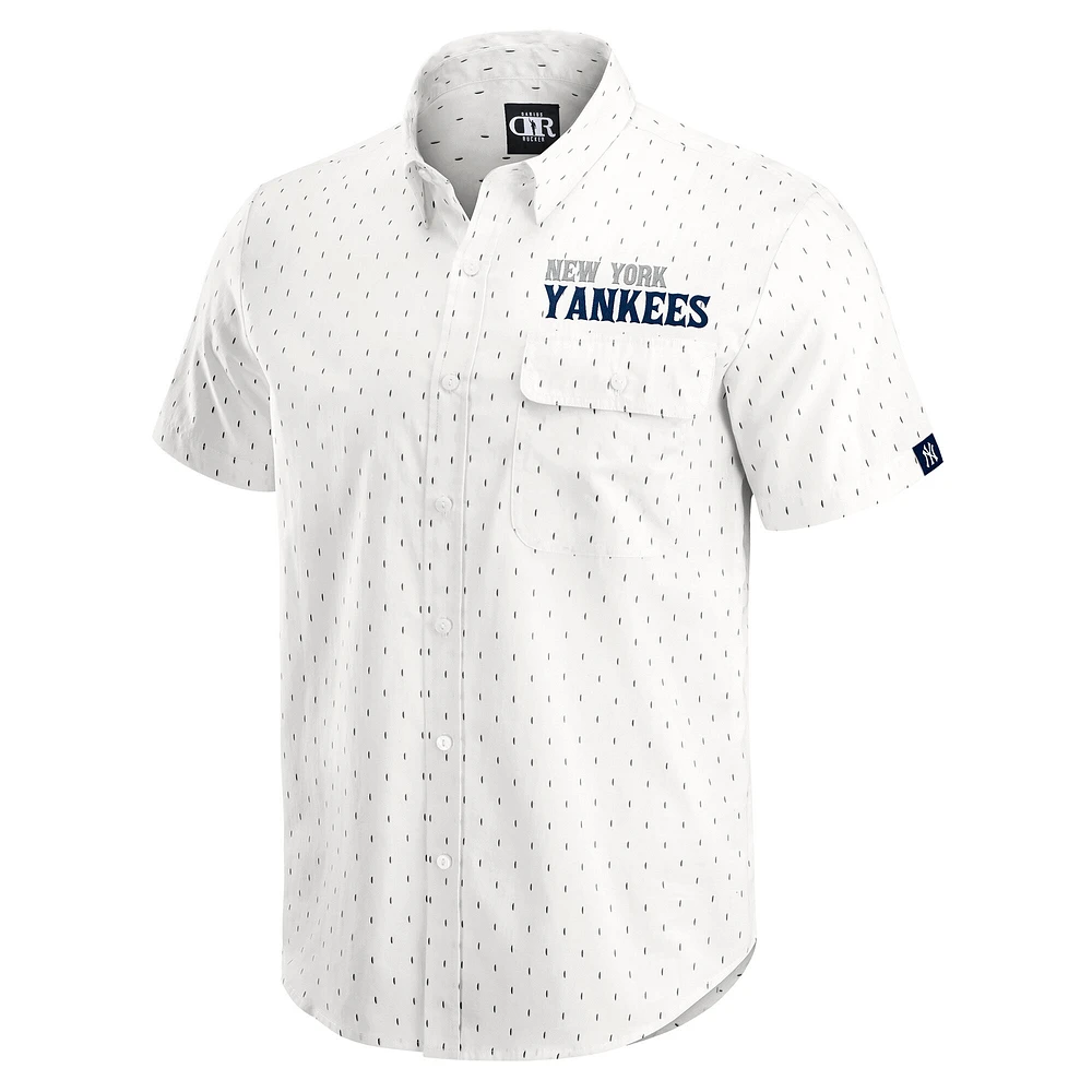 Men's Darius Rucker Collection by Fanatics  Cream New York Yankees Printed Button-Down Top