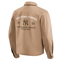 Veste zippée délavée et vieillie pour homme de la collection Darius Rucker par Fanatics, couleur tan des Yankees New York