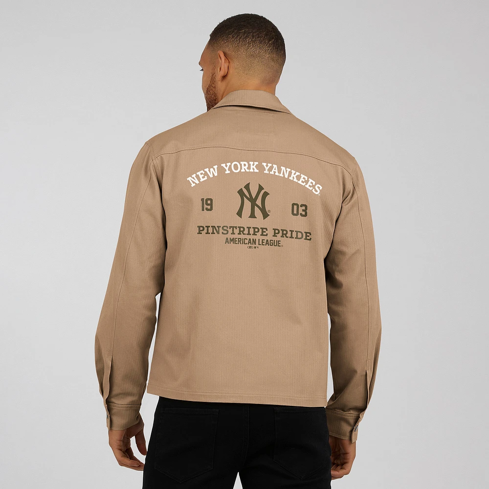 Veste zippée délavée et vieillie pour homme de la collection Darius Rucker par Fanatics, couleur tan des Yankees New York
