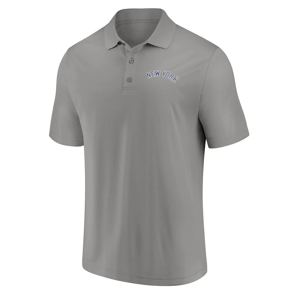 Polo gris avec logo des Yankees de New York Fanatics pour hommes