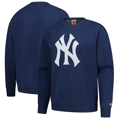 Men's Homage  Navy New York Yankees Retro Tri-Blend Pullover Sweatshirt