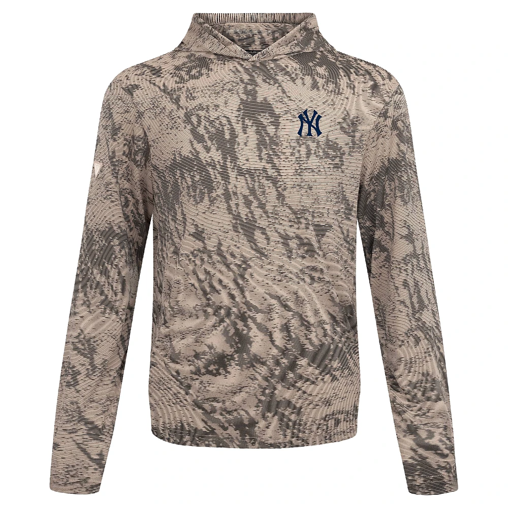 Men's Levelwear  Tan New York Yankees Insignia Lightweight Long Sleeve Hooded T-Shirt