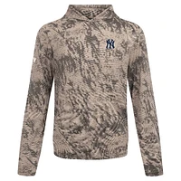 Men's Levelwear  Tan New York Yankees Insignia Lightweight Long Sleeve Hooded T-Shirt