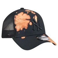 Men's New Era  Black New York Yankees Bleached A-Frame 9FORTY Adjustable Hat