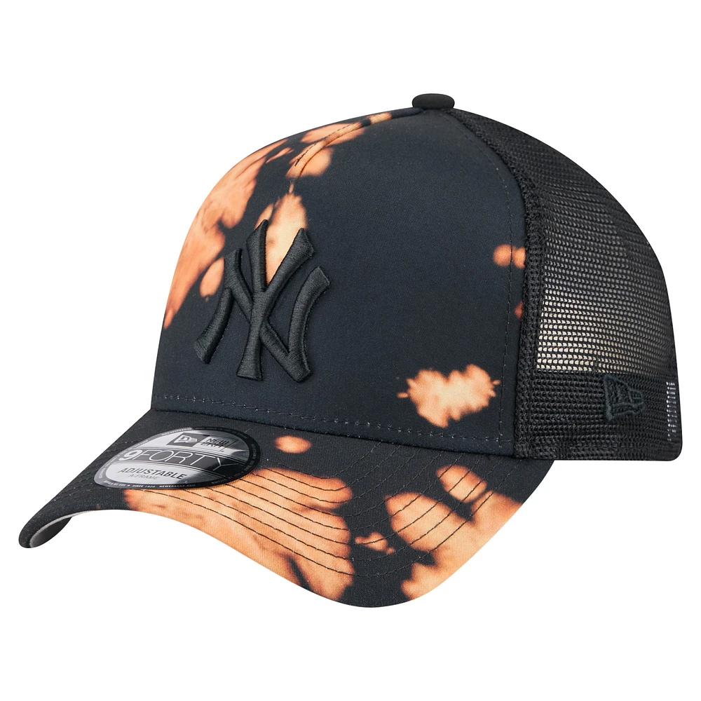 Men's New Era Black New York Yankees Bleached A-Frame 9FORTY Adjustable Hat