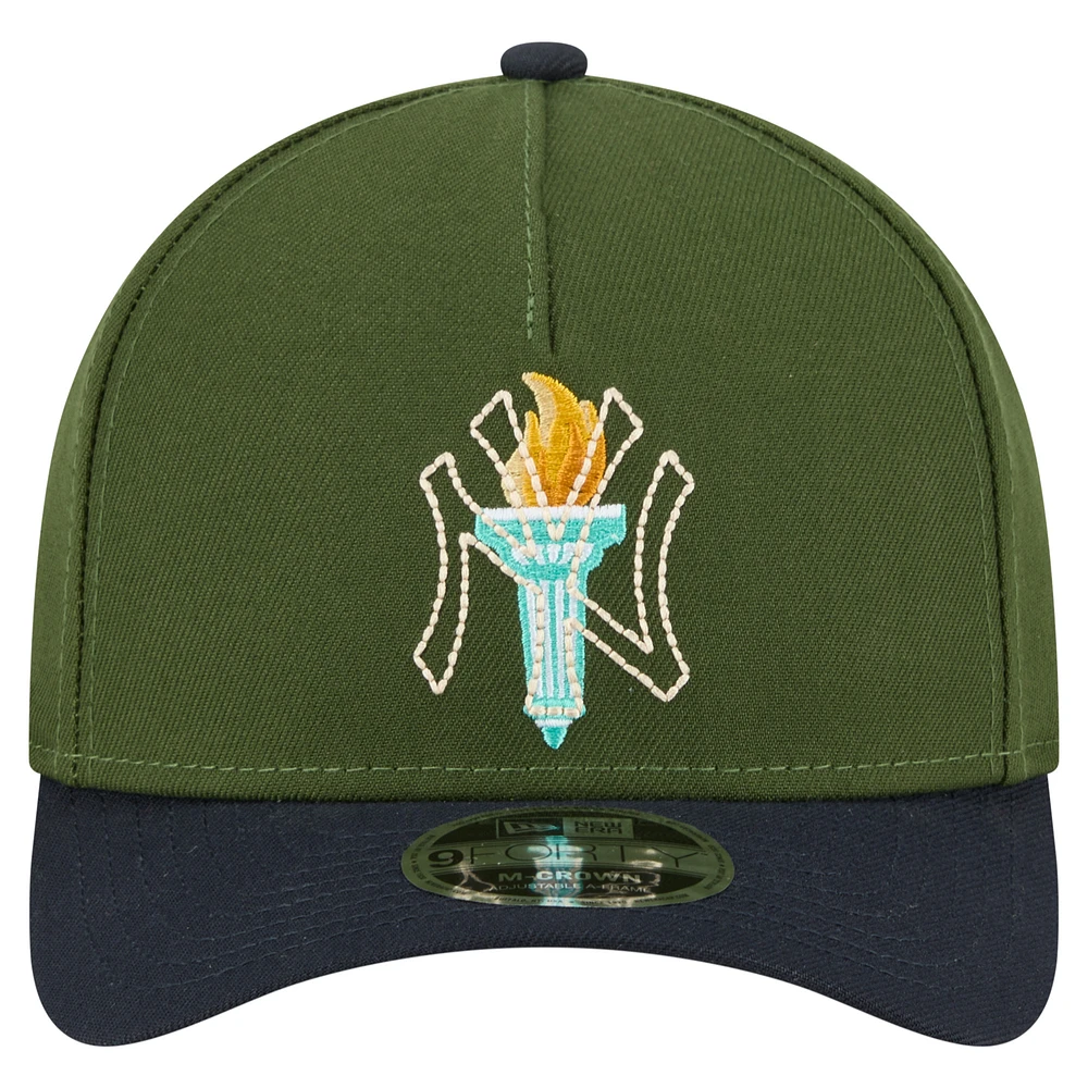Casquette ajustable New Era 9FORTY A-Frame City Feature New York Yankees vert foncé pour homme