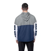 Coupe-vent à capuche entièrement zippé New Era bleu marine/gris York Yankees pour homme