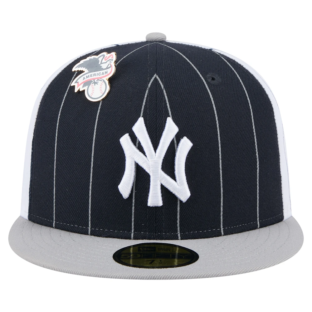 Casquette ajustée New Era 59FIFTY à rayures bleu marine York Yankees pour homme
