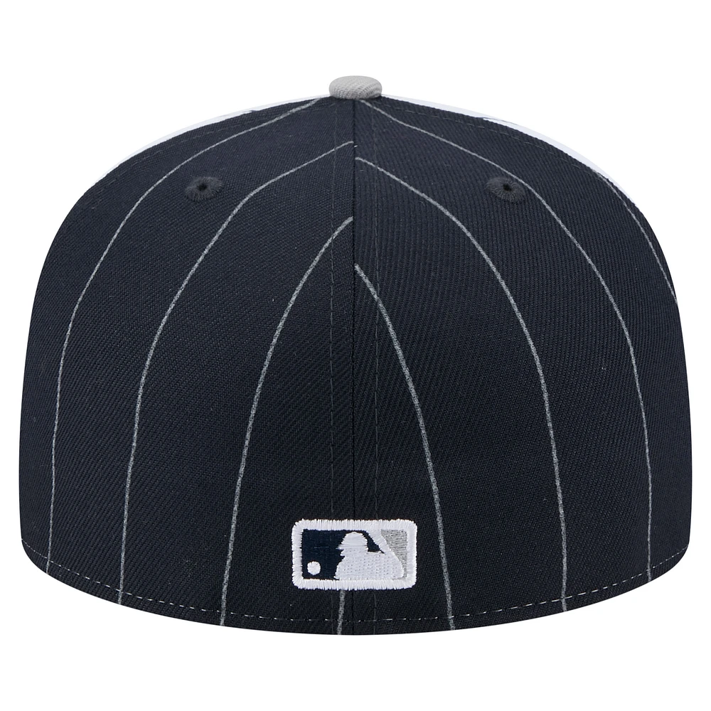 Casquette ajustée New Era 59FIFTY à rayures bleu marine York Yankees pour homme