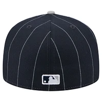 Casquette ajustée New Era 59FIFTY à rayures bleu marine York Yankees pour homme