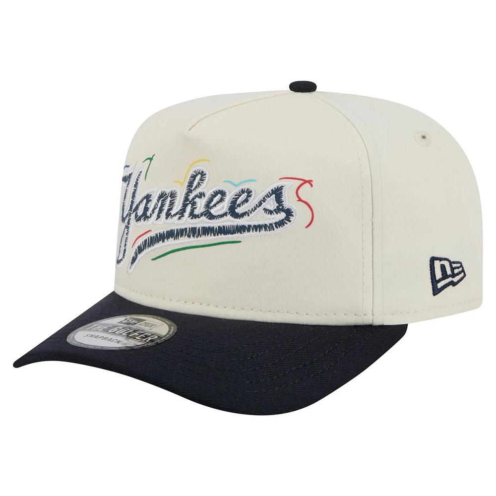 Men's New Era  White New York Yankees Team Scribble Golfer Adjustable Hat