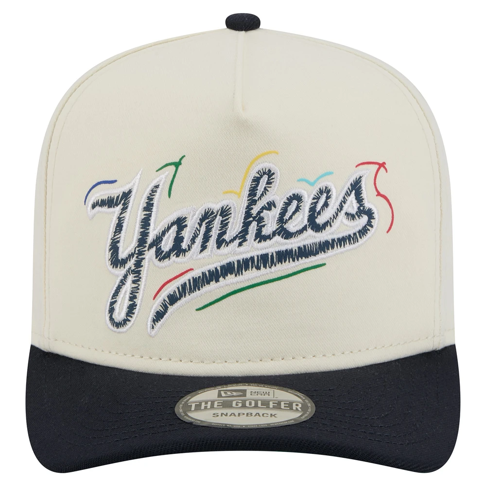 Men's New Era  White New York Yankees Team Scribble Golfer Adjustable Hat