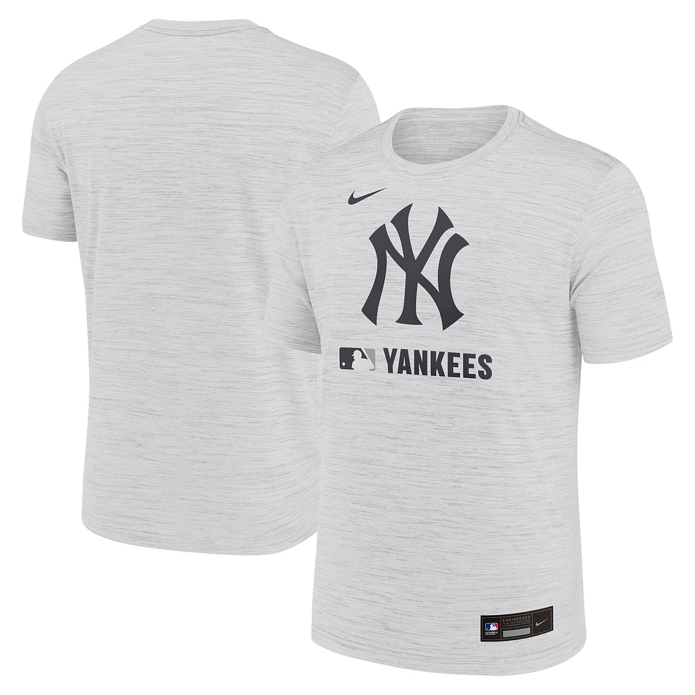 T-shirt Nike Ash New York Yankees Authentic Collection Velocity Performance pour homme