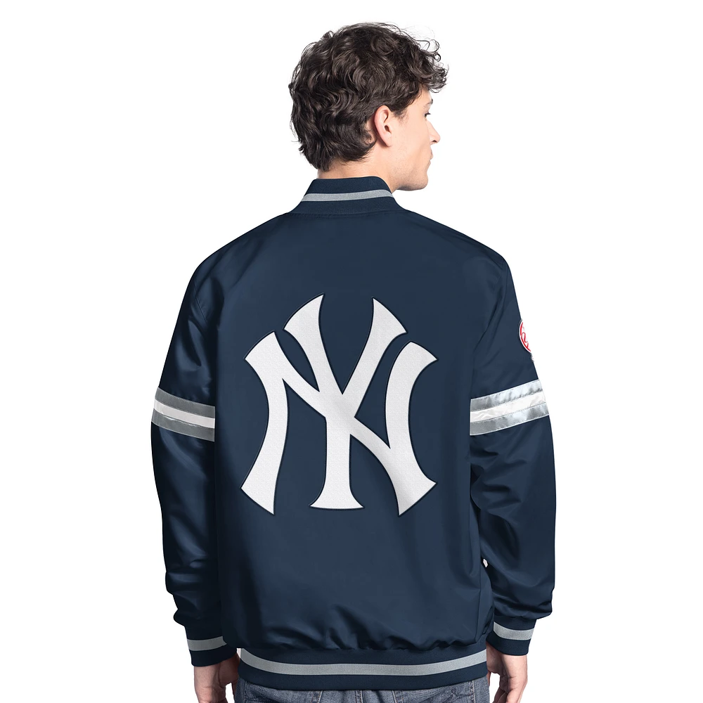 Men's Starter  Navy New York Yankees Scout Full-Snap Varsity Jacket