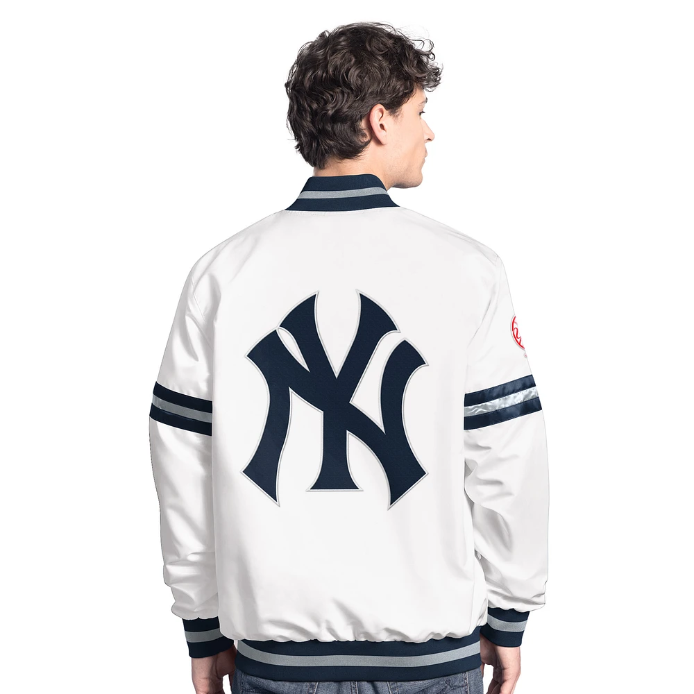 Veste universitaire blanche à boutons-pression Cooperstown Scout des Yankees de New York pour homme