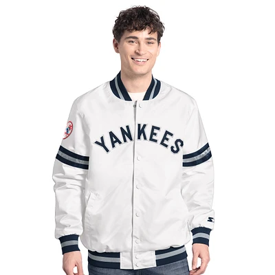 Veste universitaire blanche à boutons-pression Cooperstown Scout des Yankees de New York pour homme