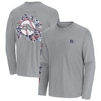 Men's Tommy Bahama  Gray New York Yankees Tropic Curveball Lux Long Sleeve T-Shirt