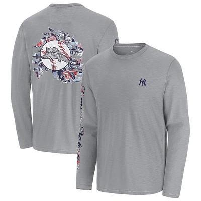 Men's Tommy Bahama  Gray New York Yankees Tropic Curveball Lux Long Sleeve T-Shirt