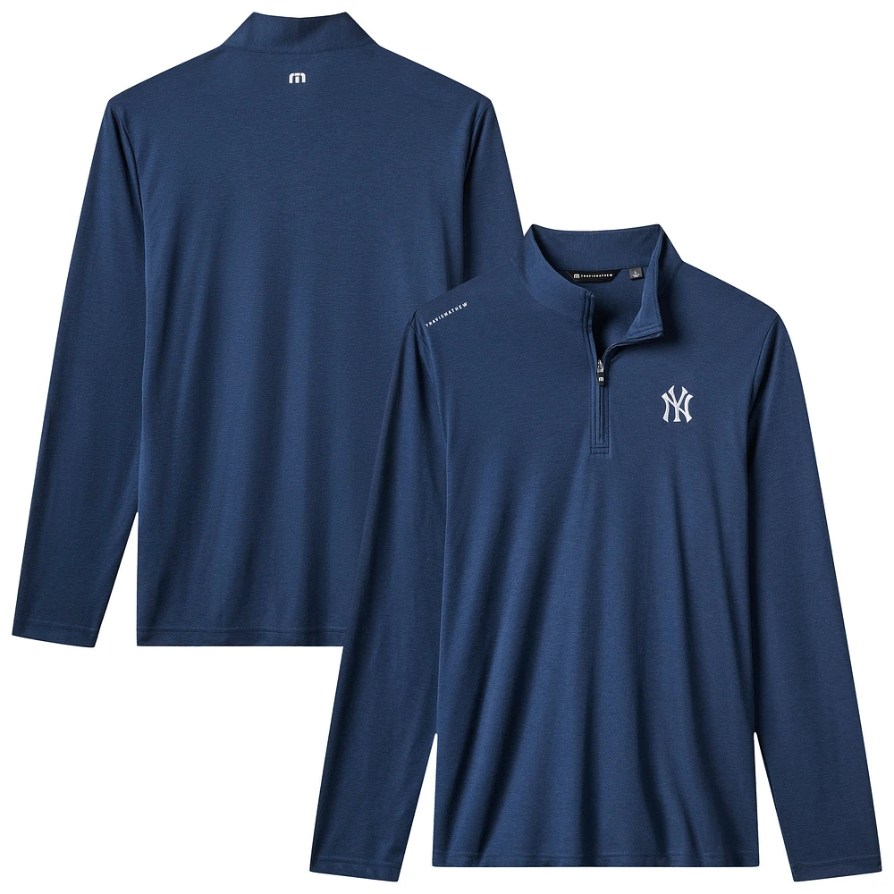 Pull à glissière quart de tour tri-blend bleu marine New York Yankees Time to Tailgate pour homme TravisMathew