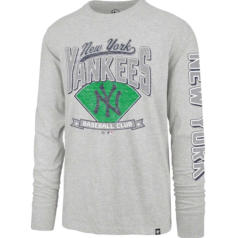 Men's '47 Gray New York Yankees Fair Ball Franklin Long Sleeve T-Shirt