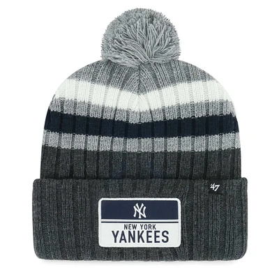 Bonnet en tricot à revers pile '47 gris New York Yankees pour hommes avec pompon