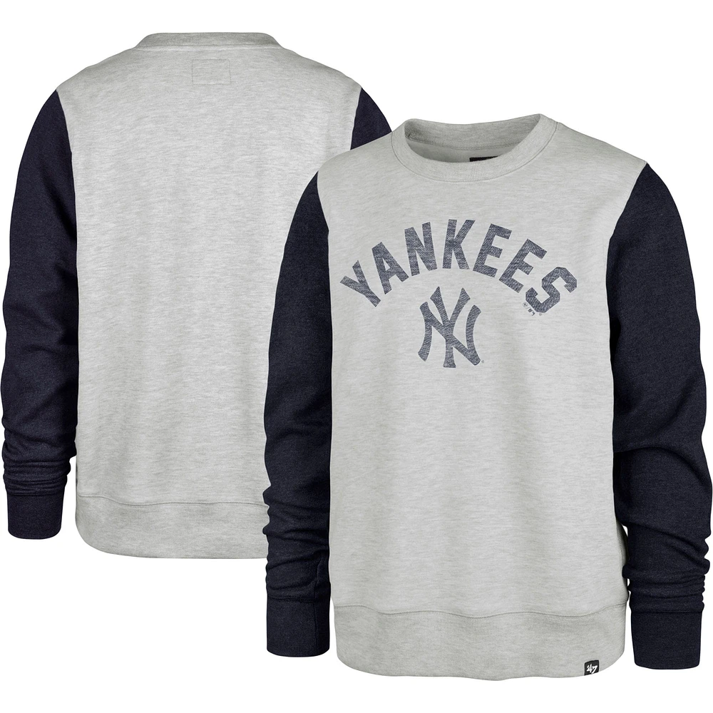 New York Yankees Fells Boulevard '47 pour homme - Gris chiné/bleu marine Chandail molletonné