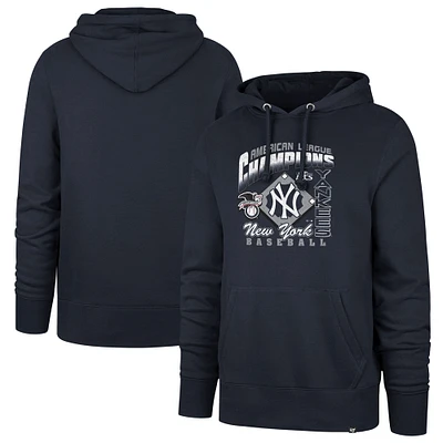 Sweat à capuche bleu marine New York Yankees 2024 American League Champions Headline pour homme