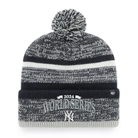 Bonnet en tricot à revers Northward avec pompon pour homme, bleu marine, New York Yankees 2024, champions de la Ligue américaine