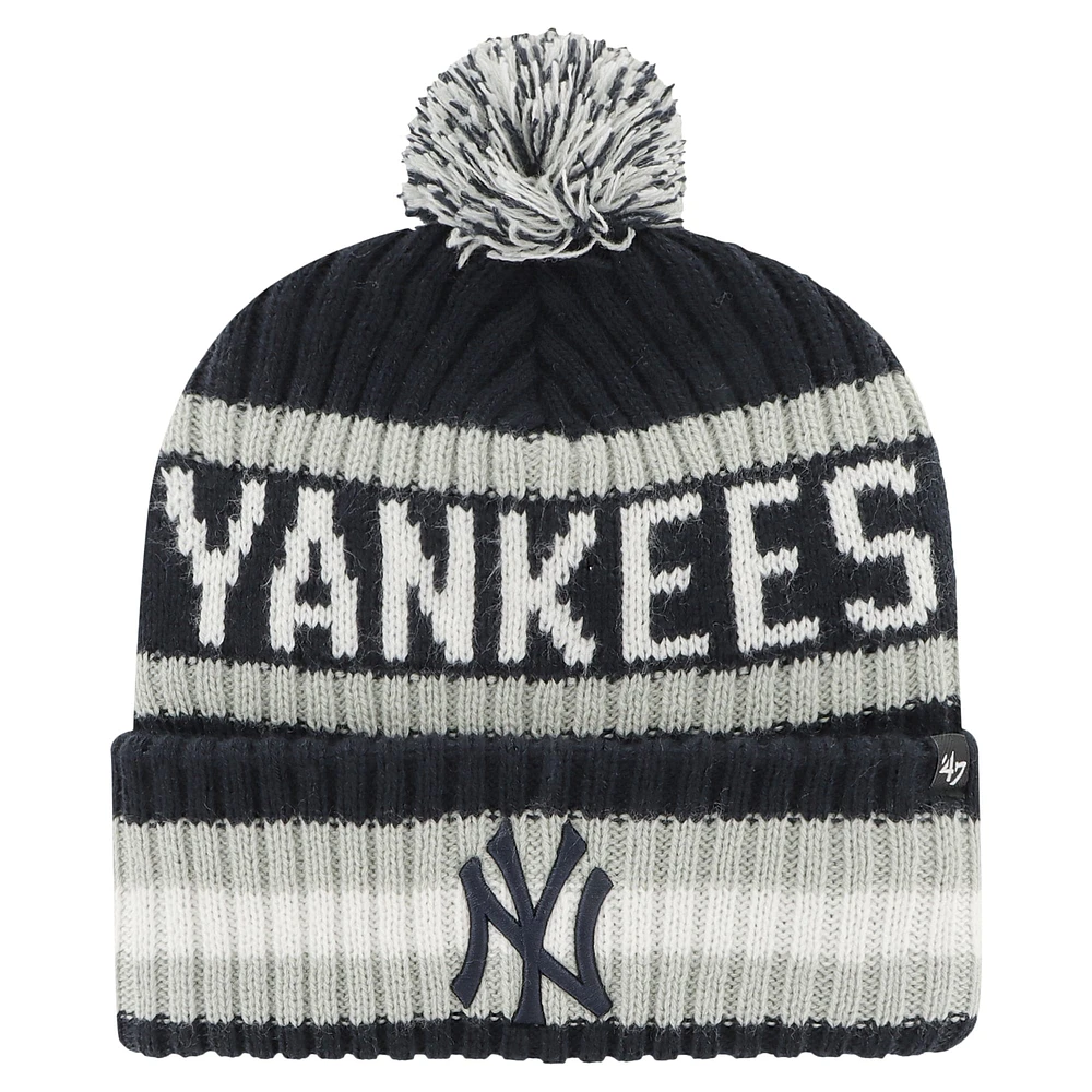 Bonnet en tricot à revers Bering '47 bleu marine New York Yankees pour hommes avec pompon