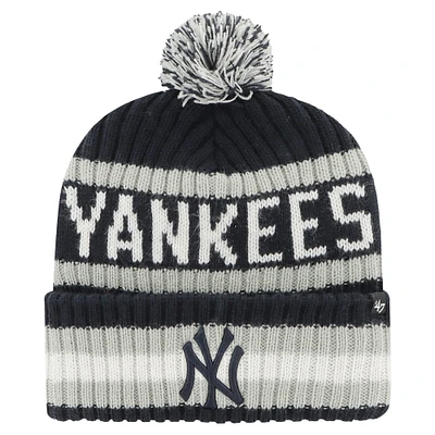 Bonnet en tricot à revers Bering '47 bleu marine New York Yankees pour hommes avec pompon