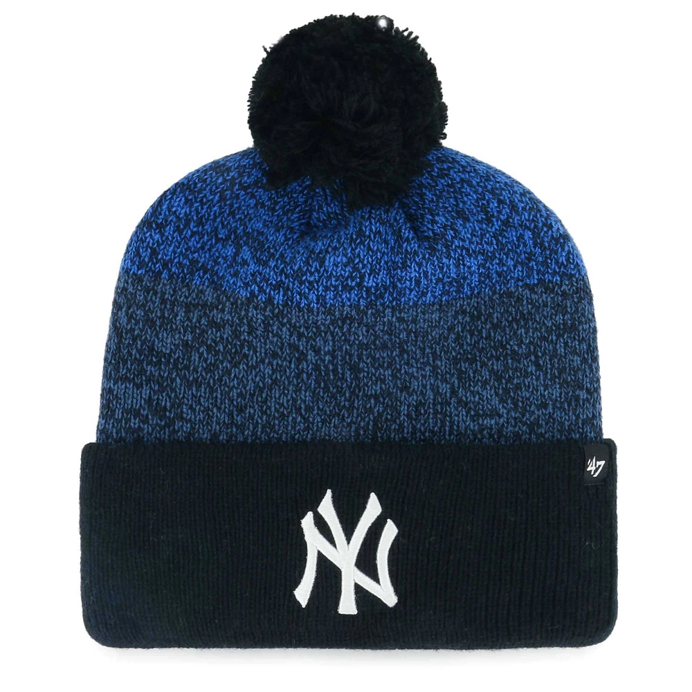 Bonnet en tricot à revers Darkfreeze '47 bleu marine New York Yankees pour hommes avec pompon