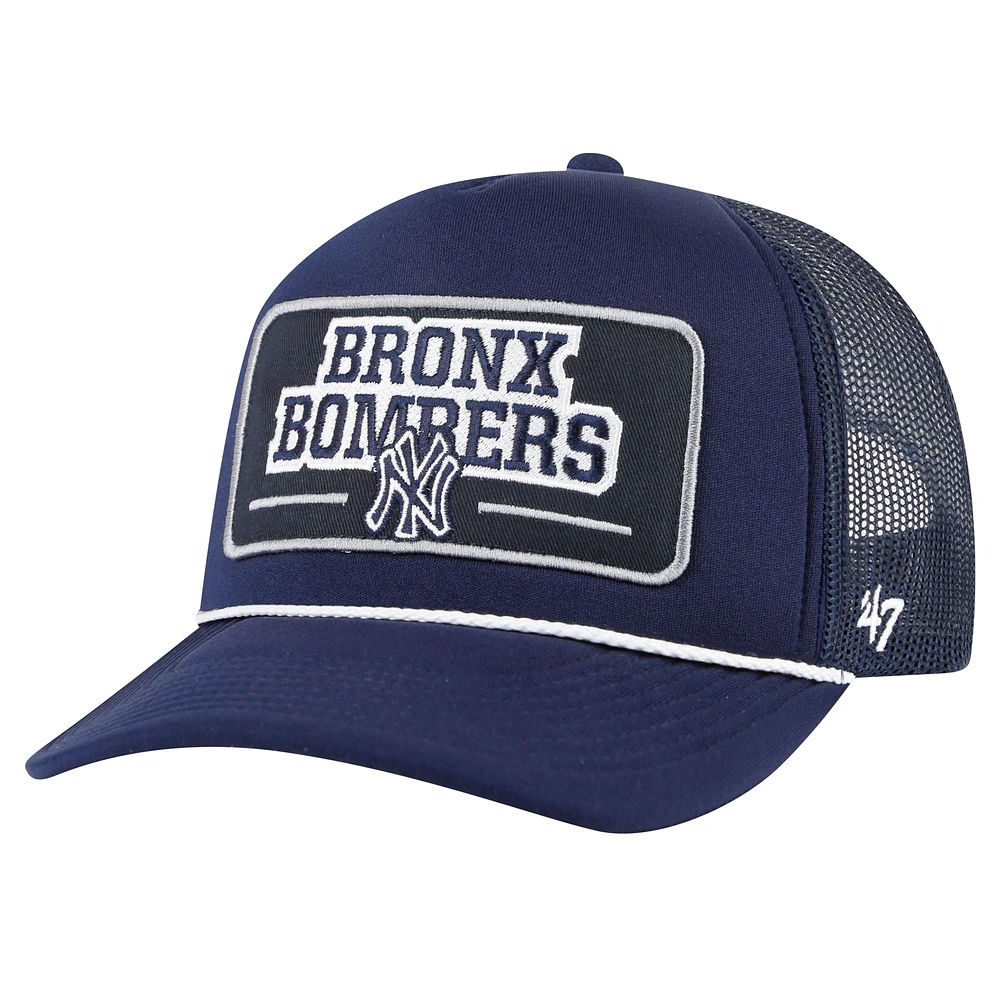 Casquette réglable de camionneur en mousse avec patch local des New York Yankees '47 bleu marine pour hommes