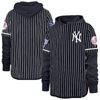 Men's '47  Navy New York Yankees Pinstripe Double Header Pullover Hoodie