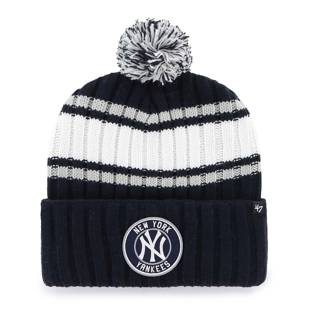 Men's '47  Navy New York Yankees Plateau Cuffed Knit Hat with Pom