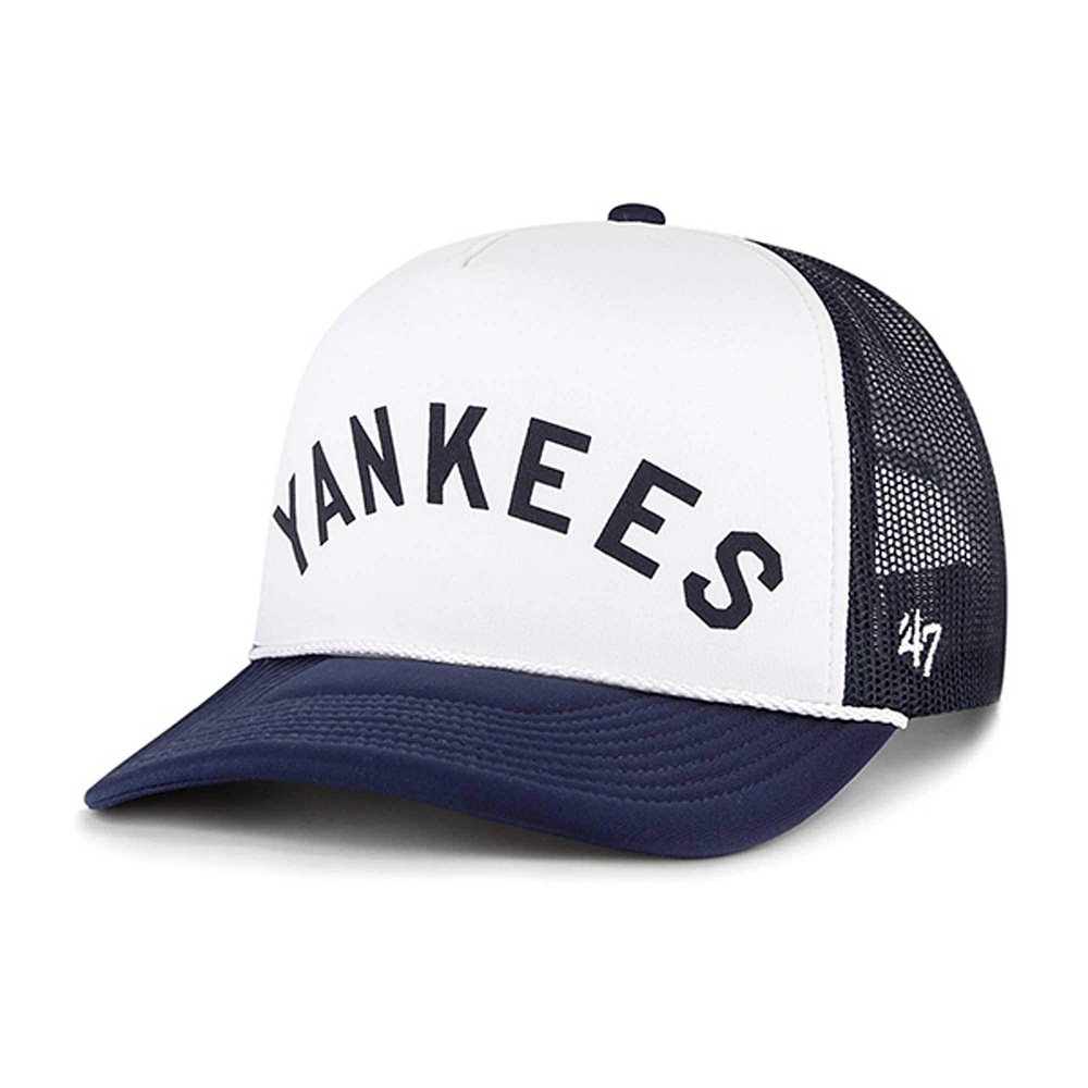 Casquette Snapback '47 New York Yankees en mousse blanche avec inscription sur le devant pour homme