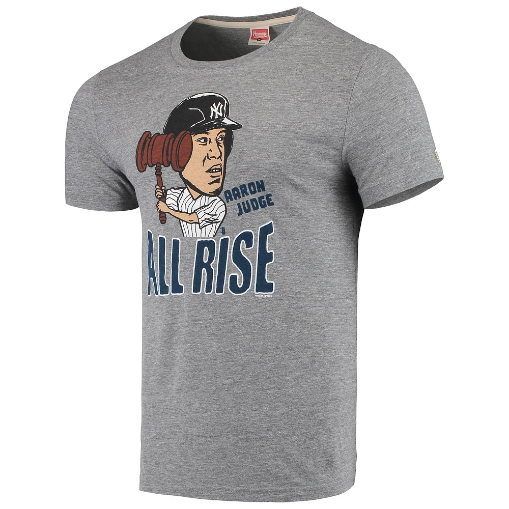 Men's Aaron Judge Charcoal New York Yankees Caricature Tri-Blend T-Shirt