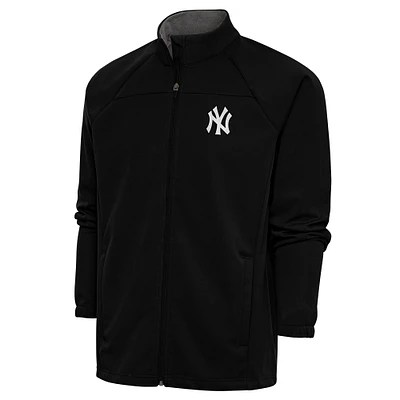 Men's Antigua Black New York Yankees Metallic Links Full-Zip Golf Jacket