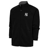 Men's Antigua Black New York Yankees Metallic Links Full-Zip Golf Jacket